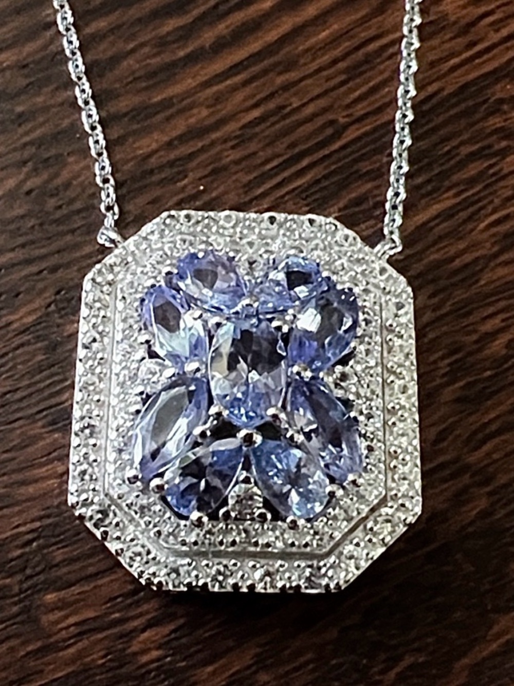 TANZANITE Marquis/Pear/Oval Pendant Necklace Sterling Silver 925 Stamped NWT - Picture 3 of 16